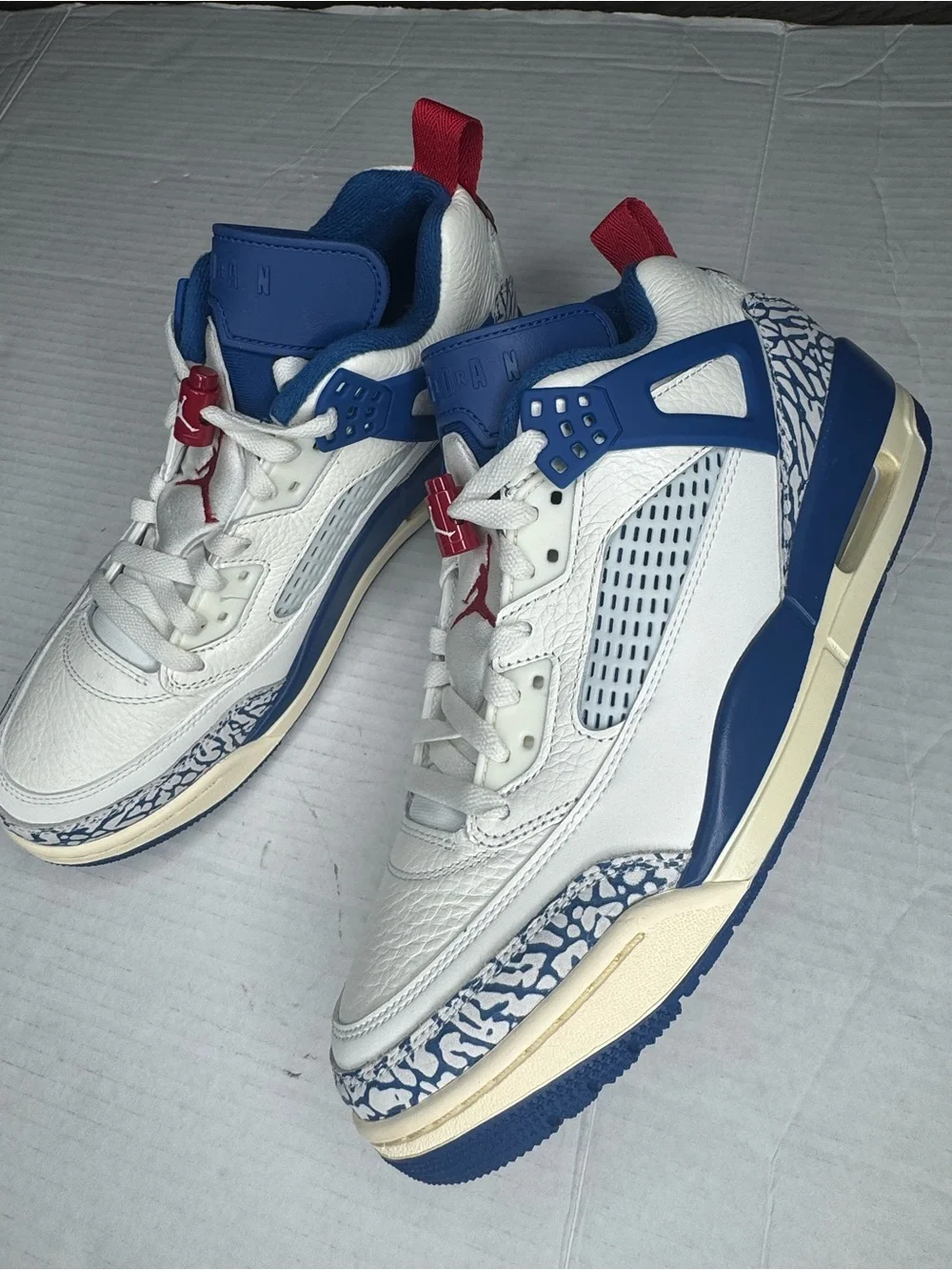 Jordan White Blue Red Retro Athletic Sneakers